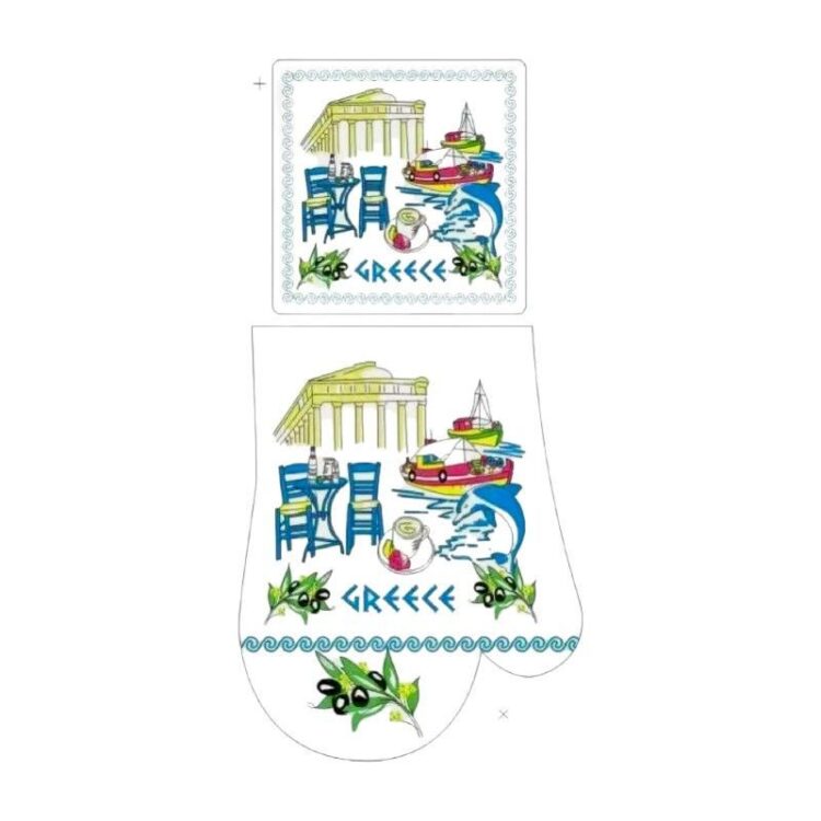 Γάντι & πιάστρα φούρνου Souvenir - Σετ 6pcs - Greece - 241828