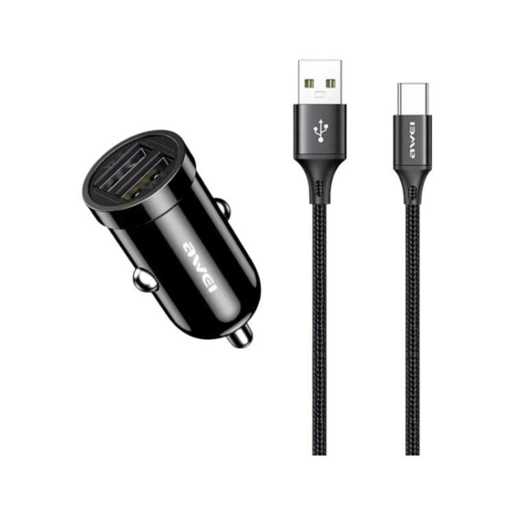 Φορτιστής αναπτήρα αυτοκινήτου Quick Charger με καλώδιο φόρτισης TypeC - C-826T - AWEI - 099691