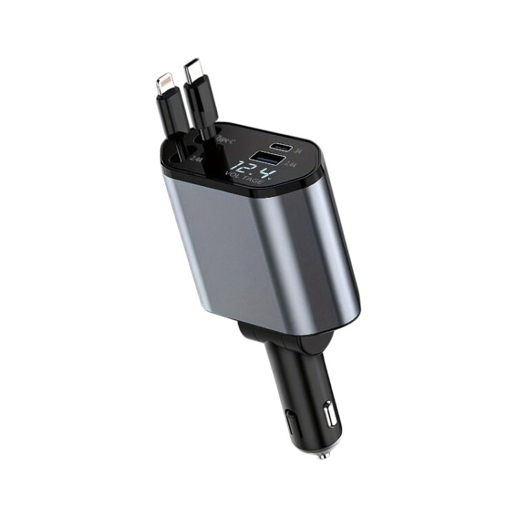 Φορτιστής αναπτήρα αυτοκινήτου Quick Charger με καλώδια φόρτισης TypeC - V7 - 210321