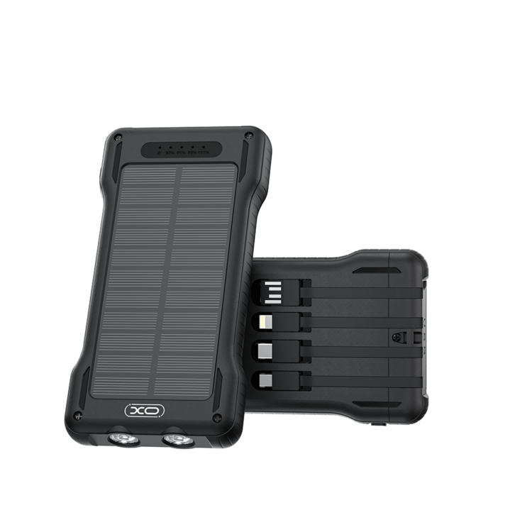 XO PR290 Solar Power Bank 10000mAh με 4 Eνσωματωμένα Καλώδια