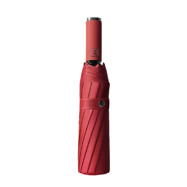 Αυτόματη ομπρέλα σπαστή με φακό LED - 10K - Tradesor - 585670 - Red